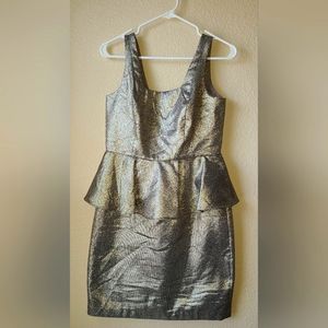 Adrianna Papell metallic gold peplum dress